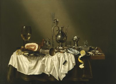 Scrivania con prosciutto da Willem Claesz. Heda